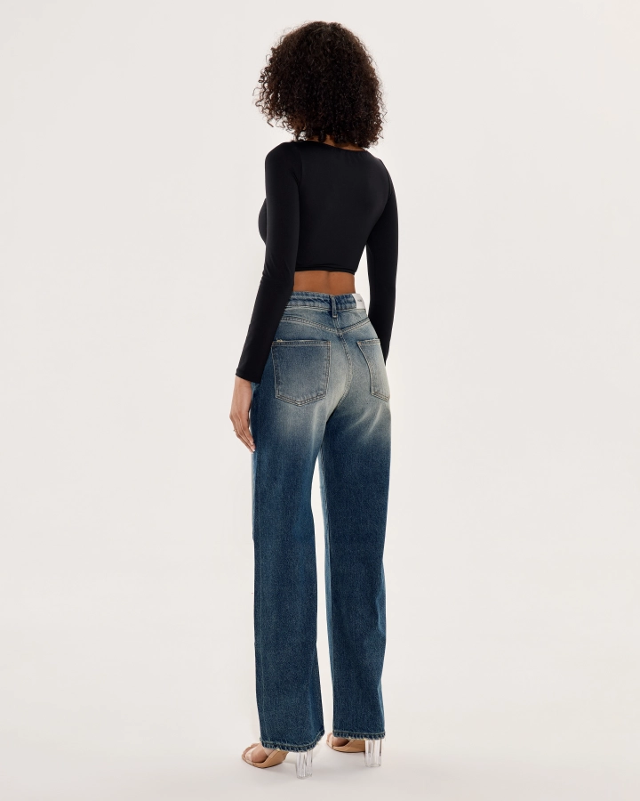 Blue Straight-cut denim pants – comfort & versatility - 38